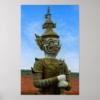 Yaksha-standbeeld in Bangkok Poster