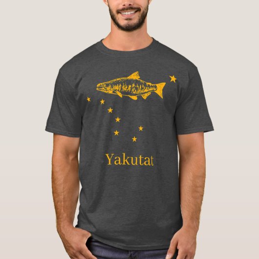 Yakutat Alaska State Flag Salmon Vist T-shirt (Voorkant)