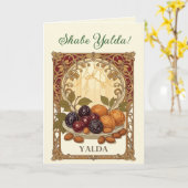 Yalda Chelle Night Dried Fruits and Nuts Art  Kaart (Gele Bloem)