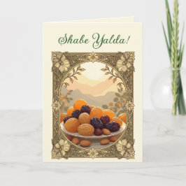 Yalda Chelle Night Dried Fruits and Nuts Art Nouve Feestdagen Kaart