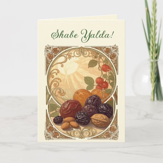 Yalda Fruit and Nut Persian Winter Solstice Feestdagen Kaart (Voorkant)