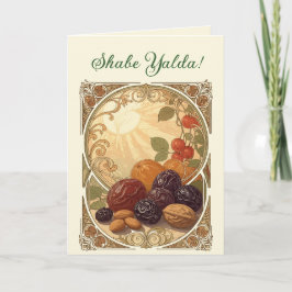 Yalda Fruit en Noten Perzische Winterzonnewende Feestdagen Kaart