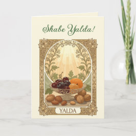 Yalda-noten en fruit Chelle Nacht Winterzonnewende Feestdagen Kaart