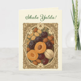 Yalda-noten en fruit Perzische winterzonnewende tr Feestdagen Kaart