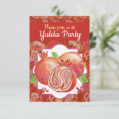 Yalda party Red Pomegranate Kaart (Staand voorkant)