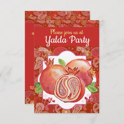 Yalda party Red Pomegranate Kaart (Voorkant / Achterkant)