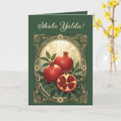 Yalda Pomegranates Persian Winter Solstice Eve Kaart (Gele Bloem)