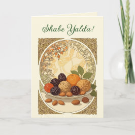 Yalda Vruchten en Noten Perzische Winterzonnewende Feestdagen Kaart