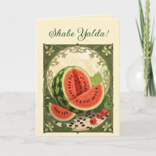 Yalda Watermeloen Perzische Winterzonnewende Symbo Feestdagen Kaart