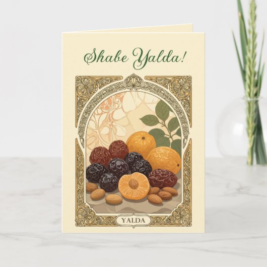 Yalda Watermelon Chelle Night Dried Fruits and Nut Feestdagen Kaart (Voorkant)