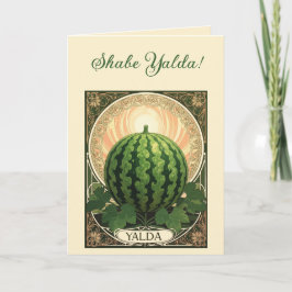 Yalda Watermelon Chelle Night Fruits Art Nouveau Feestdagen Kaart