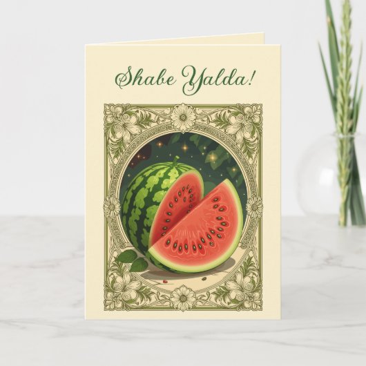 Yalda Watermelon Chelle Night Winter Solstice Kaart (Voorkant)