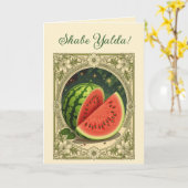 Yalda Watermelon Chelle Night Winter Solstice Kaart (Gele Bloem)