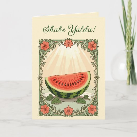 Yalda Watermelon Persian Winter Solstice  Feestdagen Kaart (Voorkant)