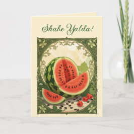 Yalda Watermelon Persian Winter Solstice Symbolism Feestdagen Kaart