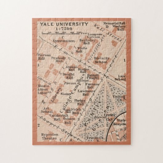 Yale University Map 11x14  Legpuzzel (Verticaal)