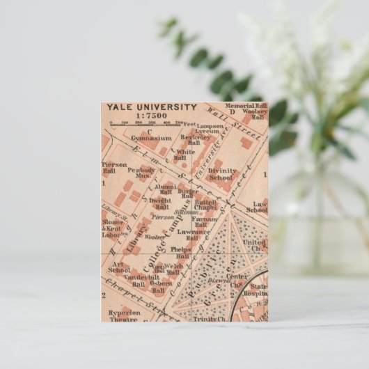 Yale University Plattegrond Ansichtkaart Briefkaart (Staand voorkant)