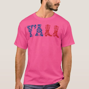 Y'All American Flag Western Country Cowgirl T-shir T-shirt