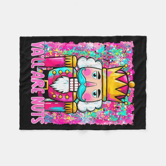 Y'all Are Nuts Nutcracker Merry Christmas Funny Xm Fleece Deken (Voorkant (Horizontaal))
