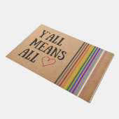 Y'all betekent alle mat, kleurrijk hart deurmat (Schuin)