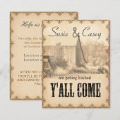 Y'all Come Huwelijksuitnodiging ID651 Kaart (Voorkant / Achterkant)
