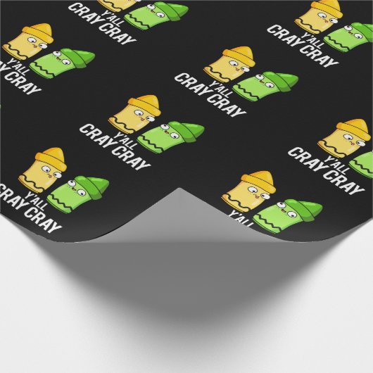 Yall Cray Cray Funny Crazy Crayon Pun Dark BG Cadeaupapier (Hoek)