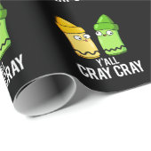 Yall Cray Cray Funny Crazy Crayon Pun Dark BG Cadeaupapier (Rol Hoek)
