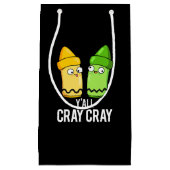 Yall Cray Cray Funny Crazy Crayon Pun Dark BG Klein Cadeauzakje (Voorkant)