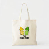Yall Cray Cray Funny Crazy Crayon Pun Tote Bag (Voorkant)