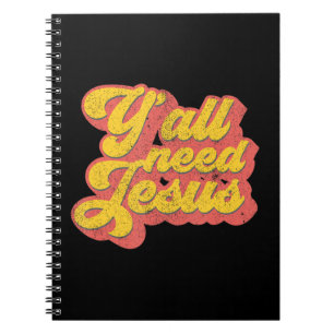 Yall heeft Jezus Christelijke Retro 70s Christus B Notitieboek