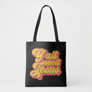 Yall heeft Jezus Christelijke Retro 70s Christus B Tote Bag