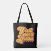 Yall heeft Jezus Christelijke Retro 70s Christus B Tote Bag (Achterkant)