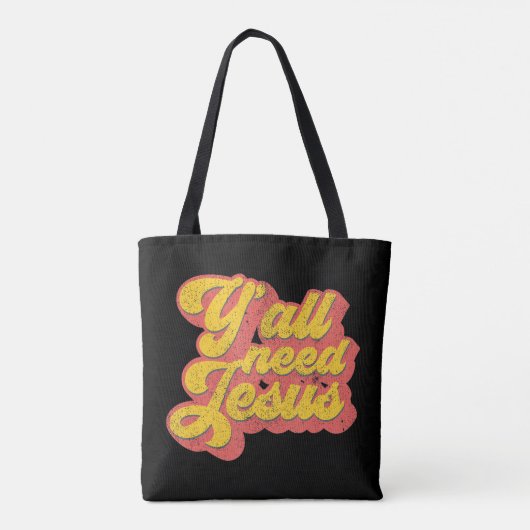 Yall heeft Jezus Christelijke Retro 70s Christus B Tote Bag (Achterkant)