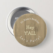 YALL Rustic Wood Birthday Party Ronde Button 7,6 Cm (Voorkant /achterkant)