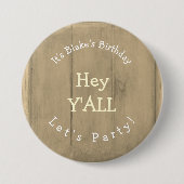 YALL Rustic Wood Birthday Party Ronde Button 7,6 Cm (Voorkant)