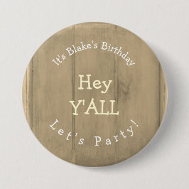YALL Rustic Wood Birthday Party Ronde Button 7,6 Cm