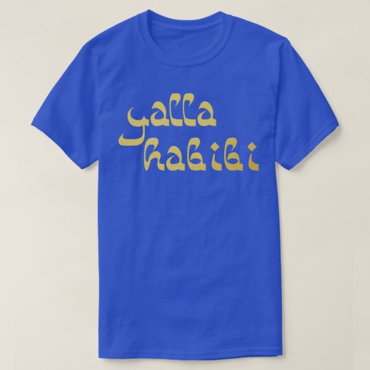 Yalla Habibi Arabisch Gezegde in Gold Globetrotter T-shirt (Design voorkant)