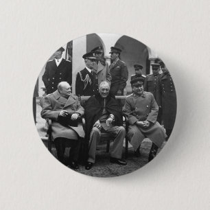 Yalta Conference Roosevelt Stalin Churchill 1945 Ronde Button 5,7 Cm