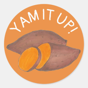 Yam it Up Funny Oranje Sweet Potato Foodie Cooking Ronde Sticker