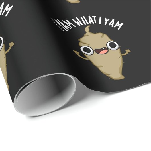 Yam wat ik Yam Funny Veggie Pun Dark BG Cadeaupapier (Rol Hoek)