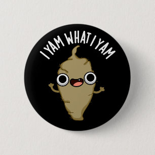 Yam wat ik Yam Funny Veggie Pun Dark BG Ronde Button 5,7 Cm