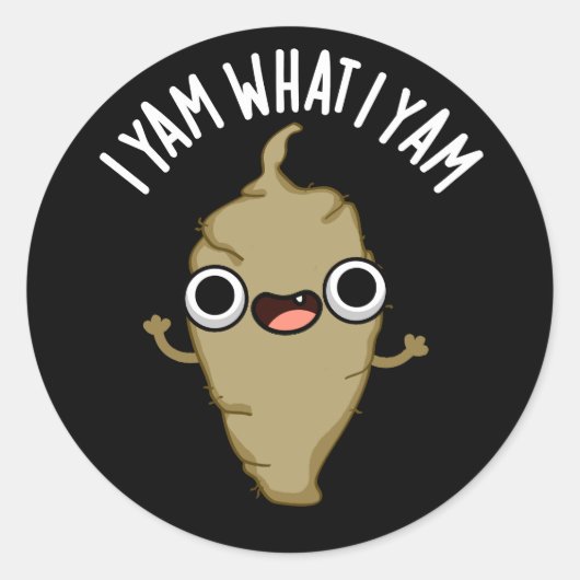 Yam wat ik Yam Funny Veggie Pun Dark BG Ronde Sticker (Voorkant)