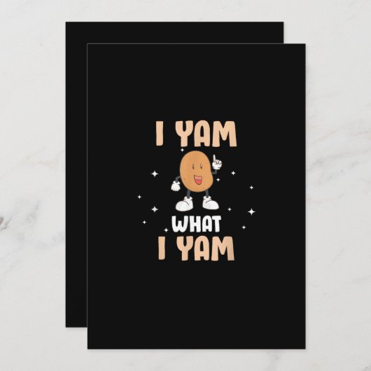 Yam What I Yam Funny Potato Pun Thanksgiving Feestdagenkaart (Voorkant / Achterkant)