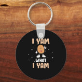 Yam What I Yam Funny Potato Pun Thanksgiving Sleutelhanger (Voorkant)