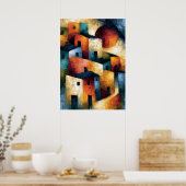 Yama no Mura Japans geometrisch bergdorp Poster (Keuken)