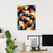 Yama no Mura Japans geometrisch bergdorp Poster (Thuiskantoor)