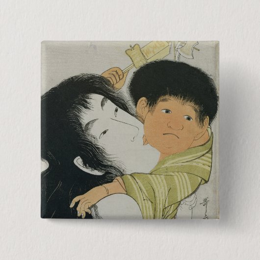 Yama-Uba en Kintoki Vierkante Button 5,1 Cm (Voorkant)