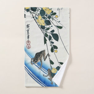 Yamabuki en kikker, Hiroshige, Ukiyo-e Handdoek