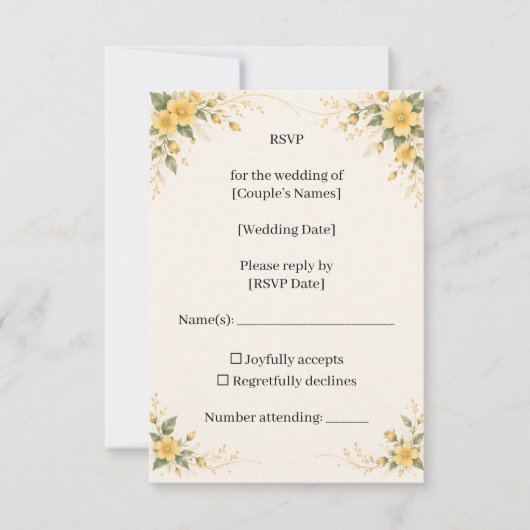 Yamabuki Wedding RSVP Card (Voorkant)