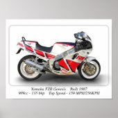Yamaha FZR Genesis Motorcycle - Afdrukformaat A3 Poster (Voorkant)